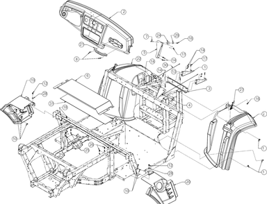 Body Panel Diagram and Parts List for WT747EFI (37AM486M010)(2018) Cub Cadet Lawn Tractor Accessories